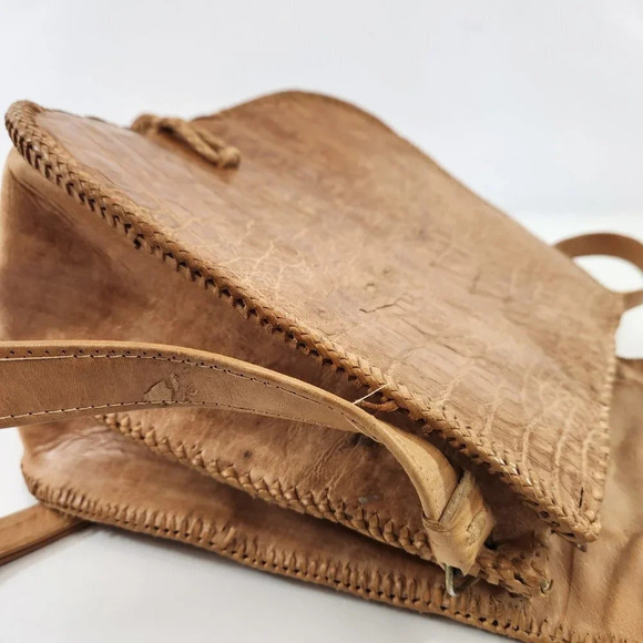 Vintage Alligator Skin Purse Shoulder  Bag Womens Crossbody Light Beige - Picture 14 of 16